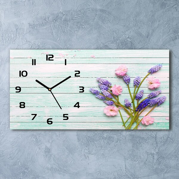 Horloge rectangulaire horizontale Lavande sur bois