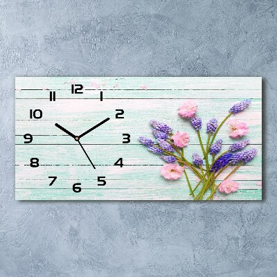 Horloge rectangulaire horizontale Lavande sur bois