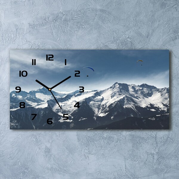 Horloge horizontale en verre Parapente dans les Alpes