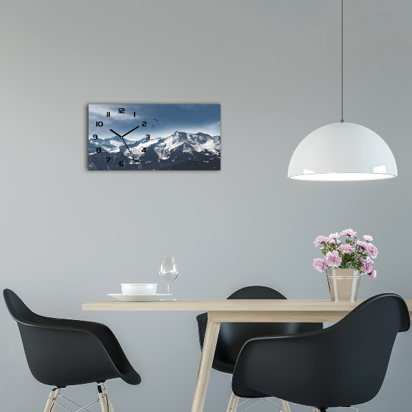 Horloge horizontale en verre Parapente dans les Alpes