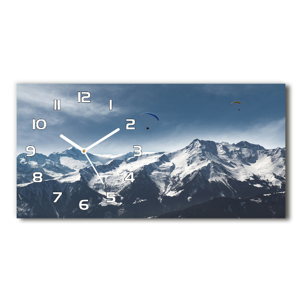 Horloge horizontale en verre Parapente dans les Alpes