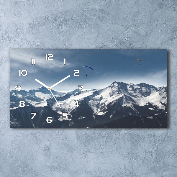 Horloge horizontale en verre Parapente dans les Alpes