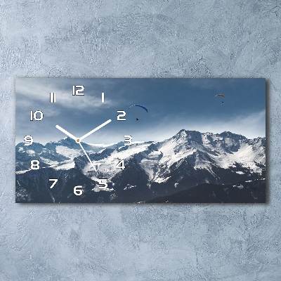 Horloge horizontale en verre Parapente dans les Alpes