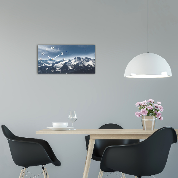 Horloge horizontale en verre Parapente dans les Alpes