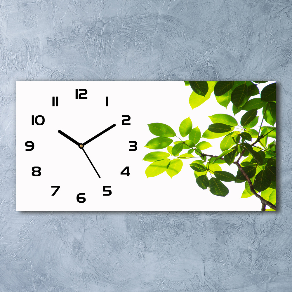 Horloge horizontale en verre Feuilles