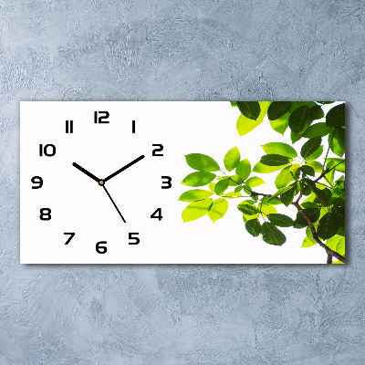 Horloge horizontale en verre Feuilles