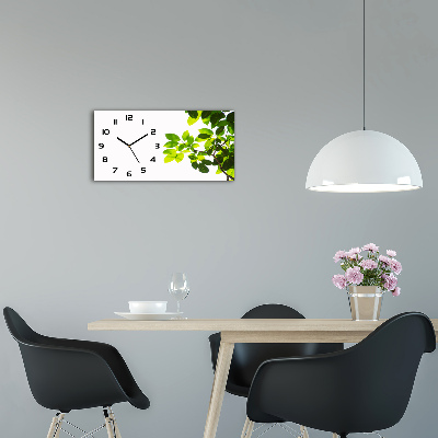 Horloge horizontale en verre Feuilles