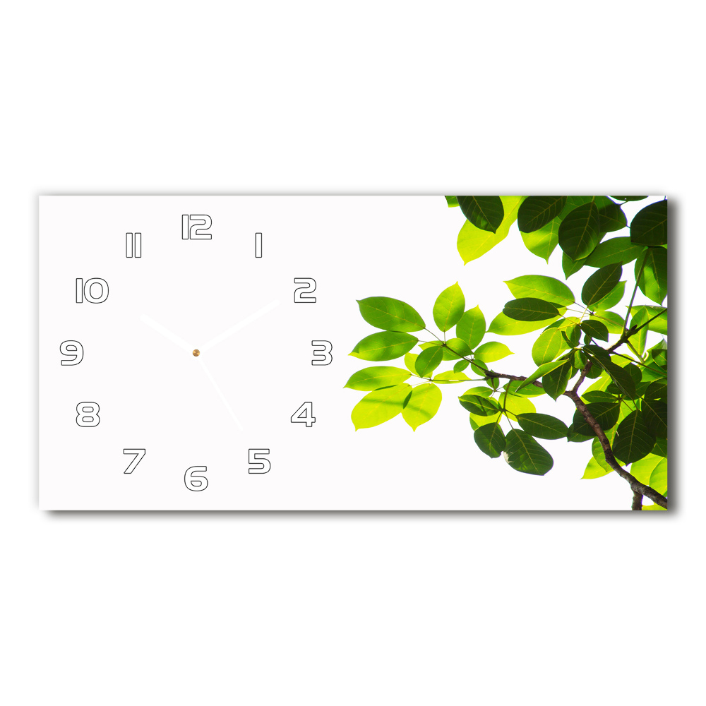 Horloge horizontale en verre Feuilles