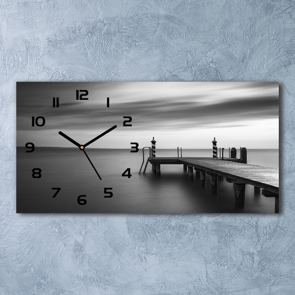 Horloge murale horizontale Jetée sur un lac