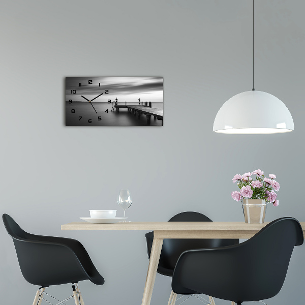 Horloge murale horizontale Jetée sur un lac