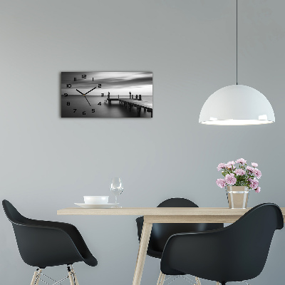 Horloge murale horizontale Jetée sur un lac