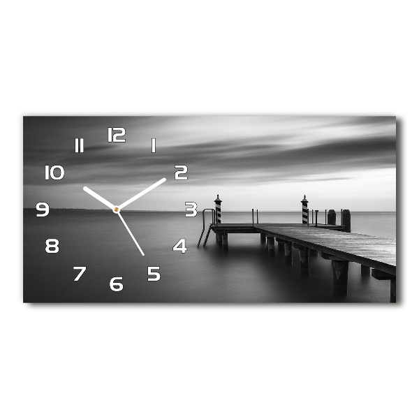 Horloge murale horizontale Jetée sur un lac