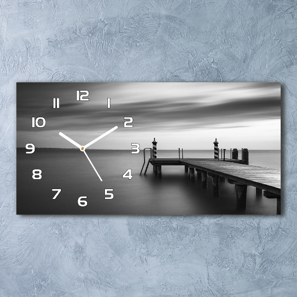 Horloge murale horizontale Jetée sur un lac