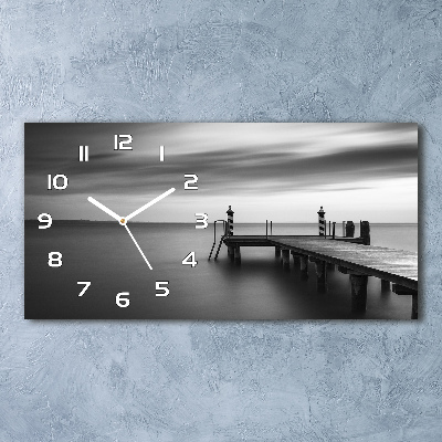 Horloge murale horizontale Jetée sur un lac