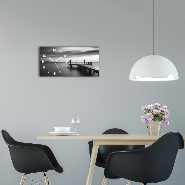 Horloge murale horizontale Jetée sur un lac