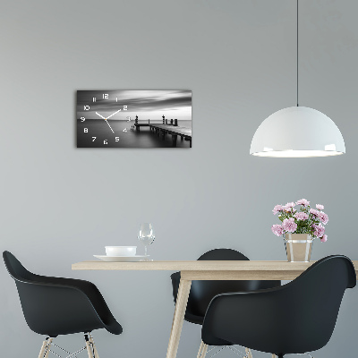 Horloge murale horizontale Jetée sur un lac