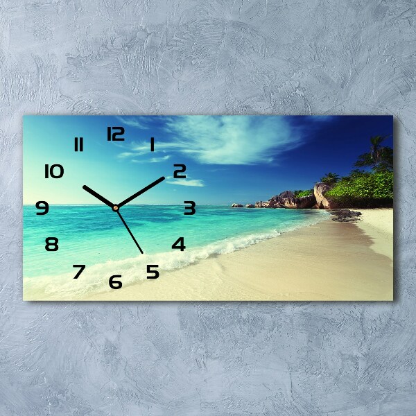 Horloge murale horizontale Plage des Seychelles