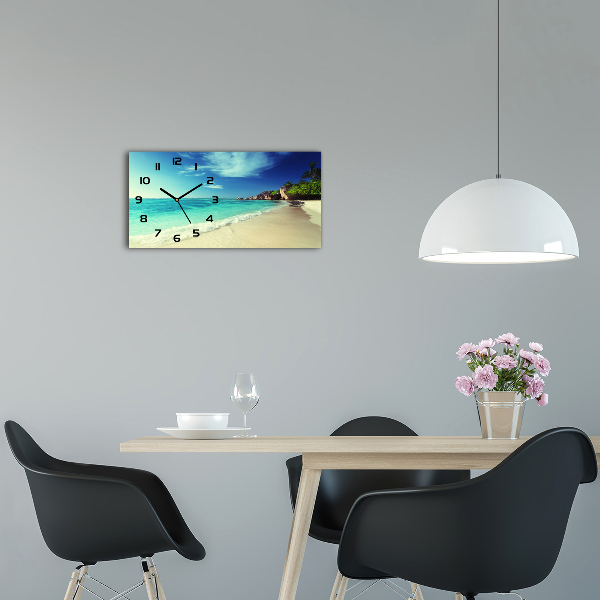 Horloge murale horizontale Plage des Seychelles