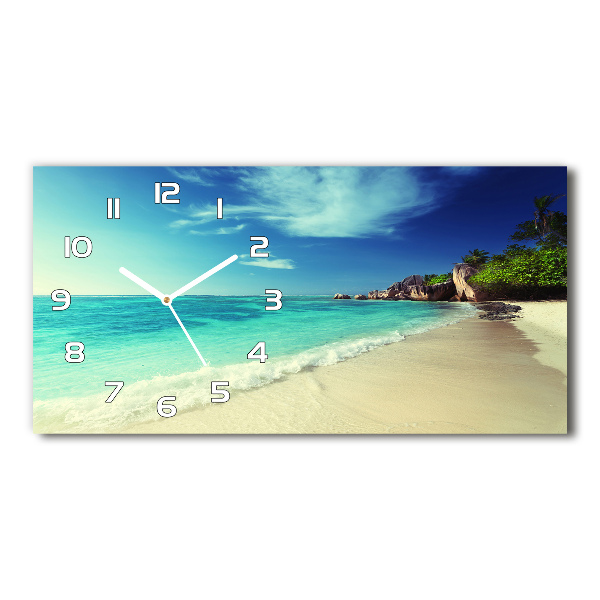 Horloge murale horizontale Plage des Seychelles