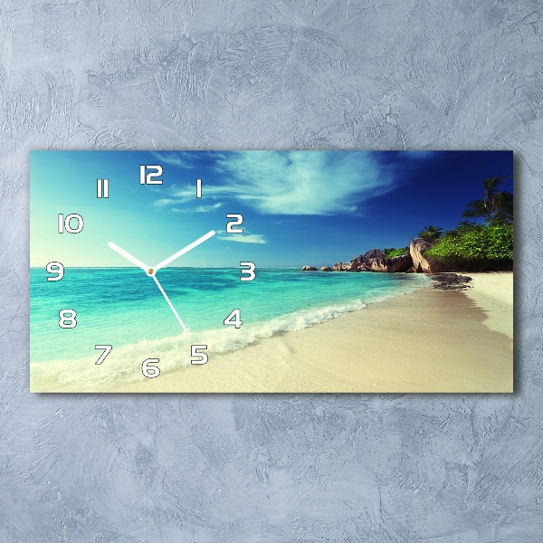 Horloge murale horizontale Plage des Seychelles