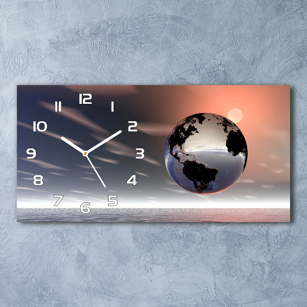 Horloge rectangulaire horizontale Planète Terre