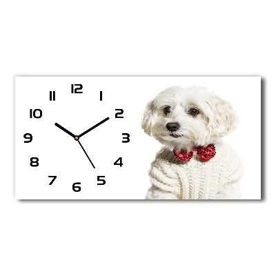 Horloge rectangulaire horizontale Maltais avec nœud papillon