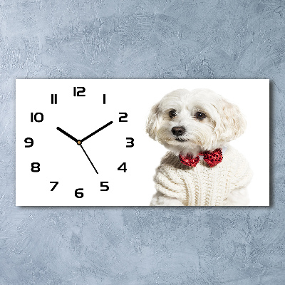 Horloge rectangulaire horizontale Maltais avec nœud papillon