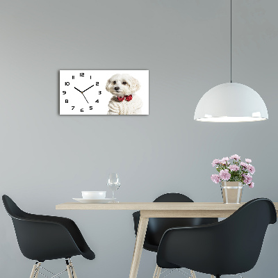 Horloge rectangulaire horizontale Maltais avec nœud papillon