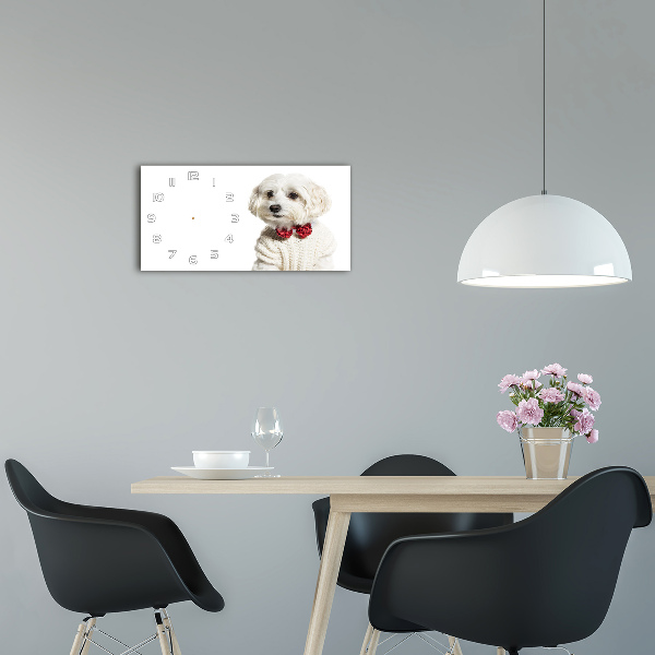 Horloge rectangulaire horizontale Maltais avec nœud papillon