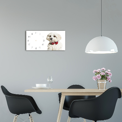 Horloge rectangulaire horizontale Maltais avec nœud papillon