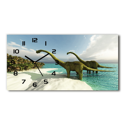 Horloge rectangulaire horizontale Dinosaures sur une plage