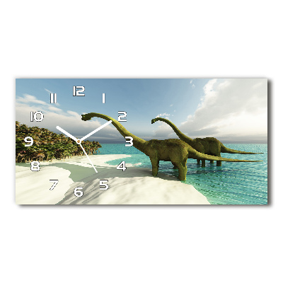 Horloge rectangulaire horizontale Dinosaures sur une plage