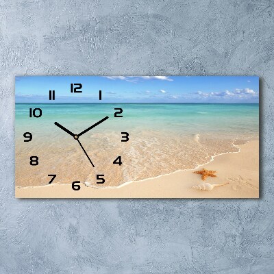 Horloge rectangulaire horizontale Étoile de mer sur la plage