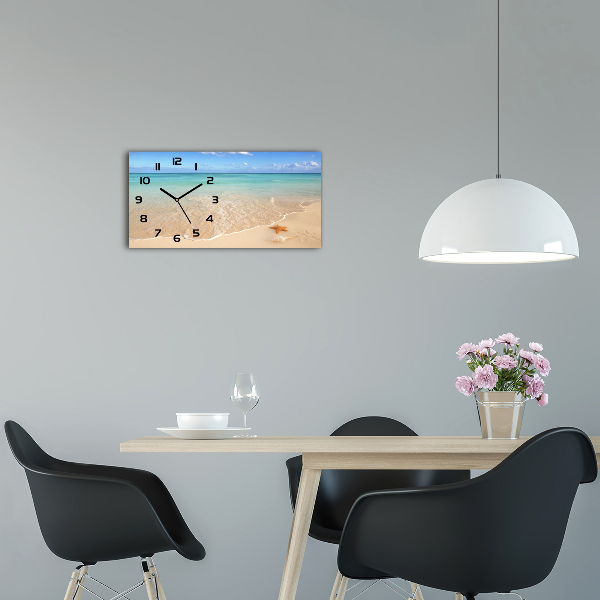 Horloge rectangulaire horizontale Étoile de mer sur la plage
