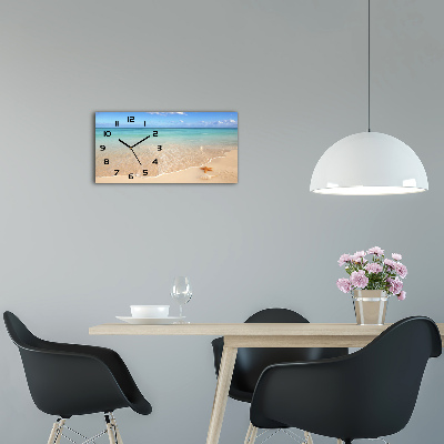 Horloge rectangulaire horizontale Étoile de mer sur la plage