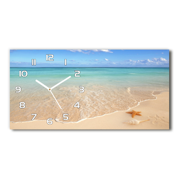 Horloge rectangulaire horizontale Étoile de mer sur la plage