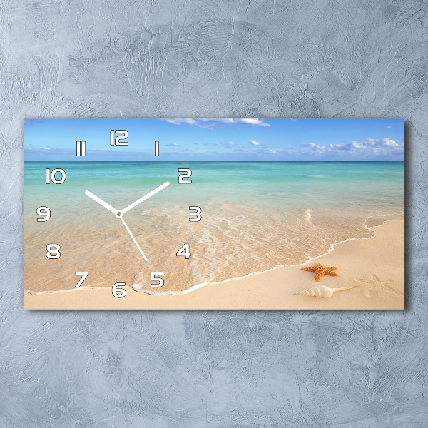 Horloge rectangulaire horizontale Étoile de mer sur la plage