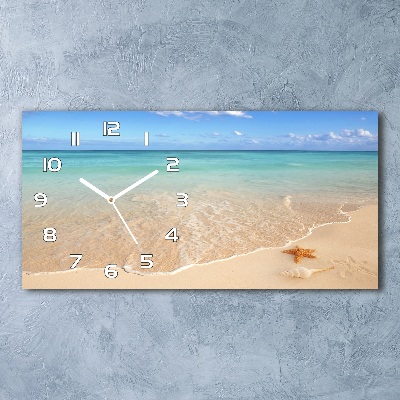 Horloge rectangulaire horizontale Étoile de mer sur la plage