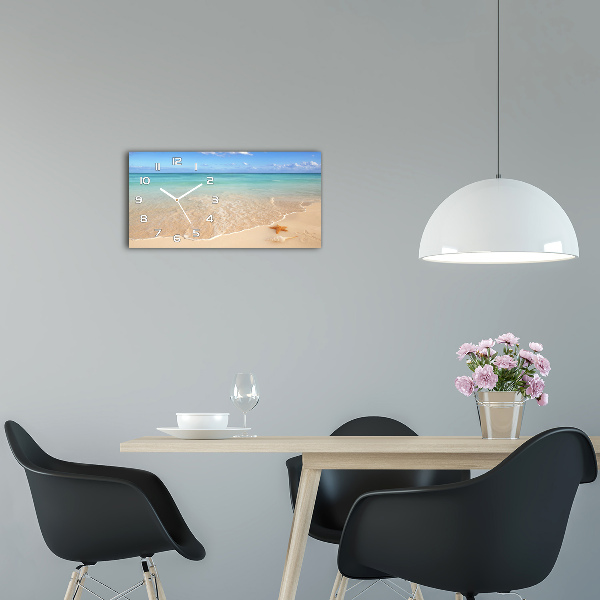 Horloge rectangulaire horizontale Étoile de mer sur la plage