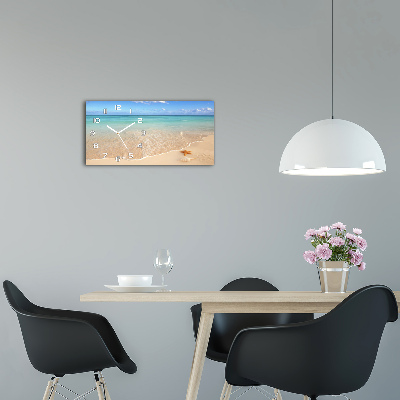 Horloge rectangulaire horizontale Étoile de mer sur la plage
