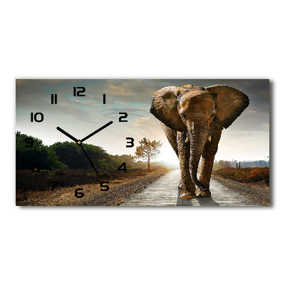 Horloge rectangulaire horizontale Éléphant en marche