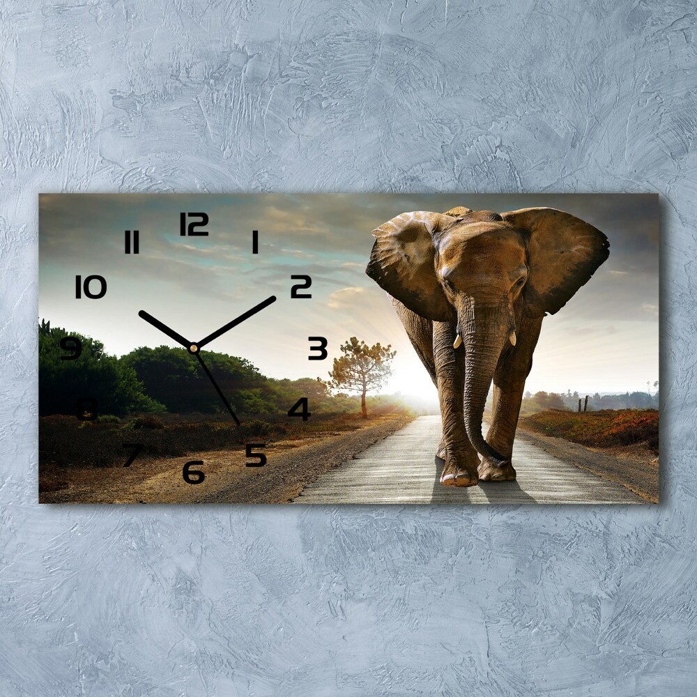 Horloge rectangulaire horizontale Éléphant en marche