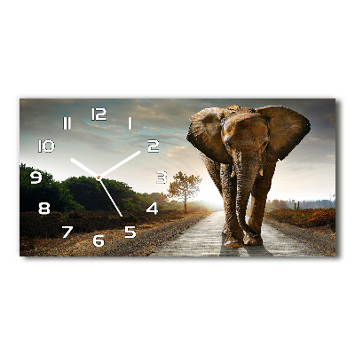 Horloge rectangulaire horizontale Éléphant en marche