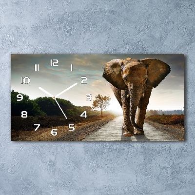 Horloge rectangulaire horizontale Éléphant en marche