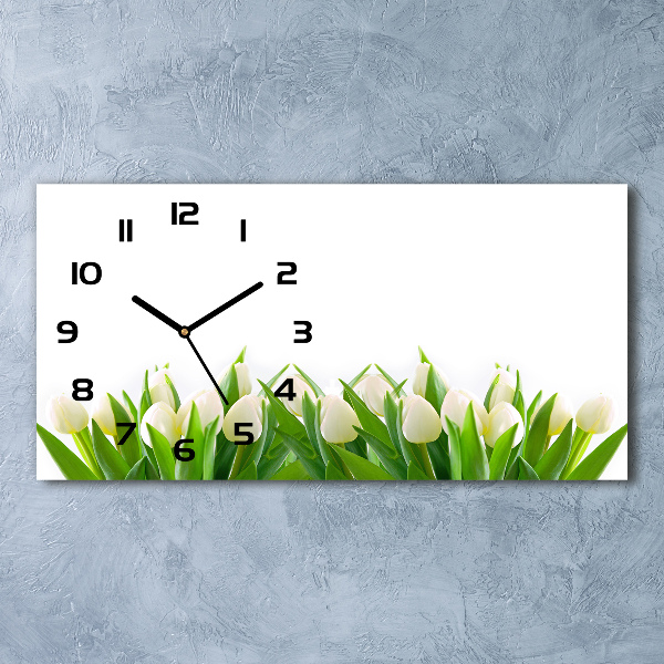 Horloge murale horizontale Tulipes blanches