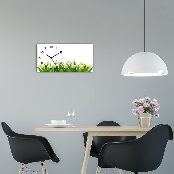 Horloge murale horizontale Tulipes blanches