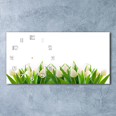 Horloge murale horizontale Tulipes blanches