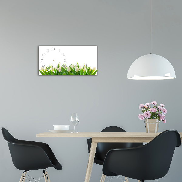 Horloge murale horizontale Tulipes blanches