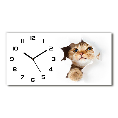 Horloge horizontale Chat dans un trou