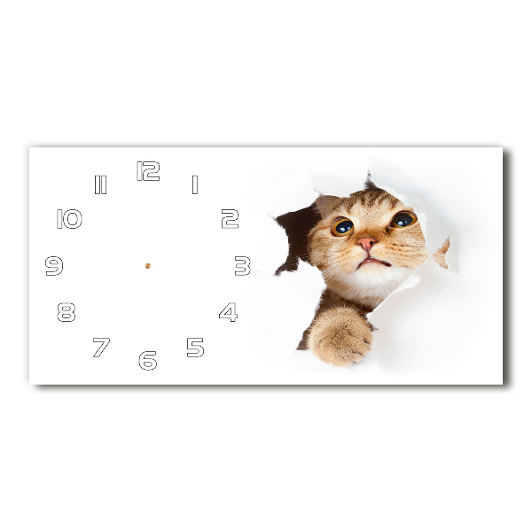 Horloge horizontale Chat dans un trou
